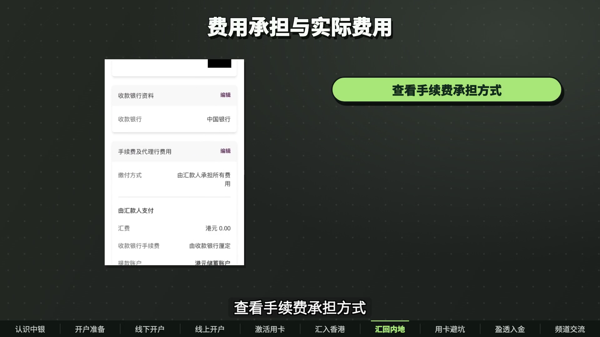 中银快汇汇款确认中的0港币手续费