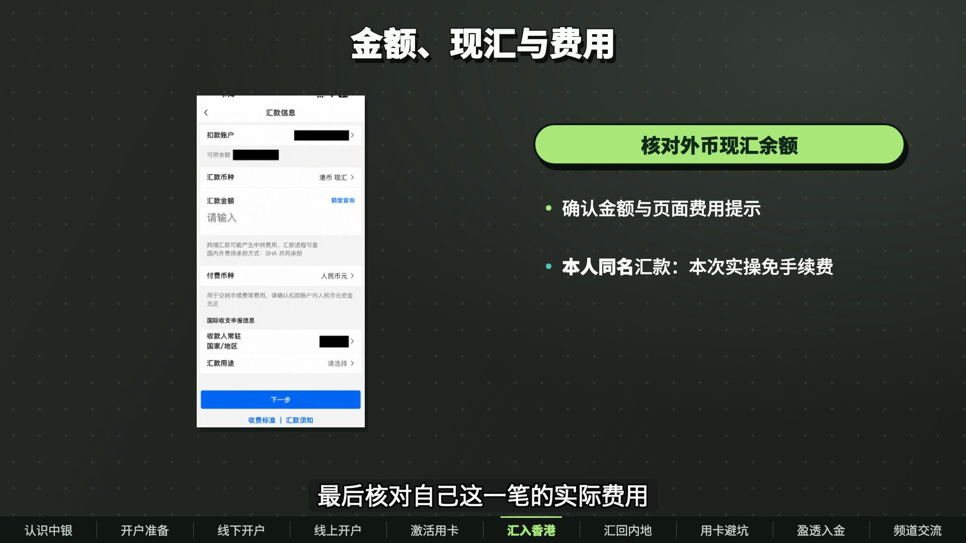 中国银行外币跨境汇款金额与现汇说明页面